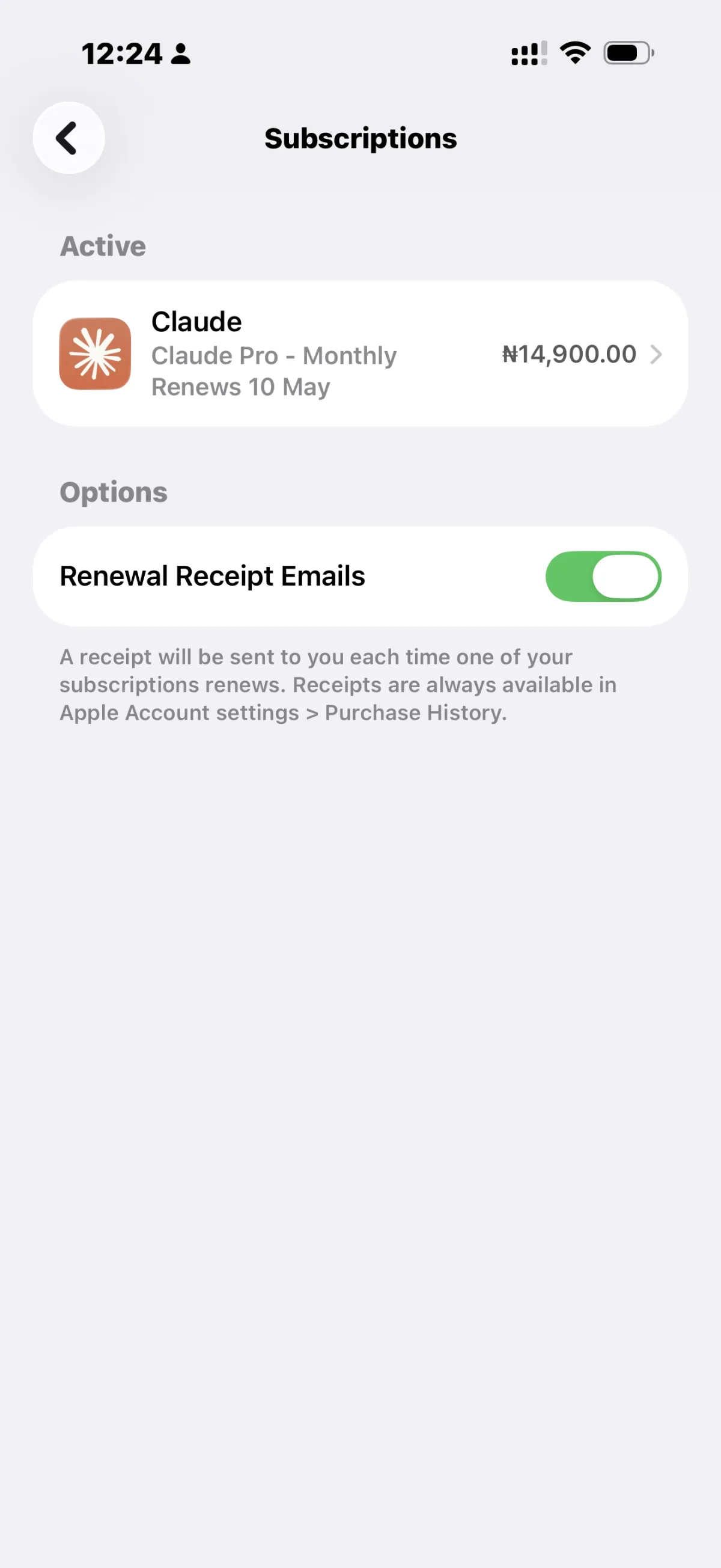 Claude subscription in the App Store