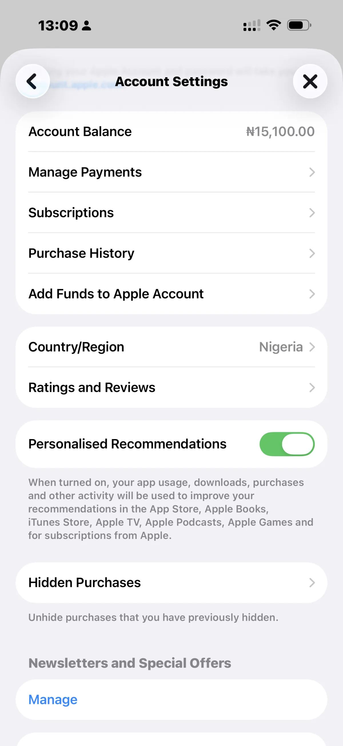 Apple account signed in on a phone